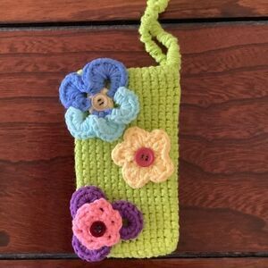 CROCHET Floral Spring Pouch CASE 100% COTTON HAND MADE
